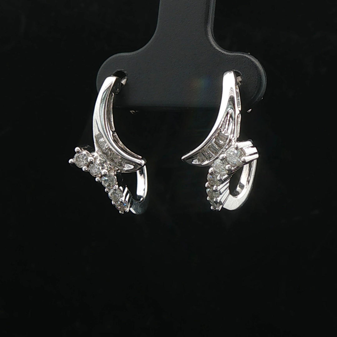 14k White Gold and 0.50cttw Diamond Huggie Earrings