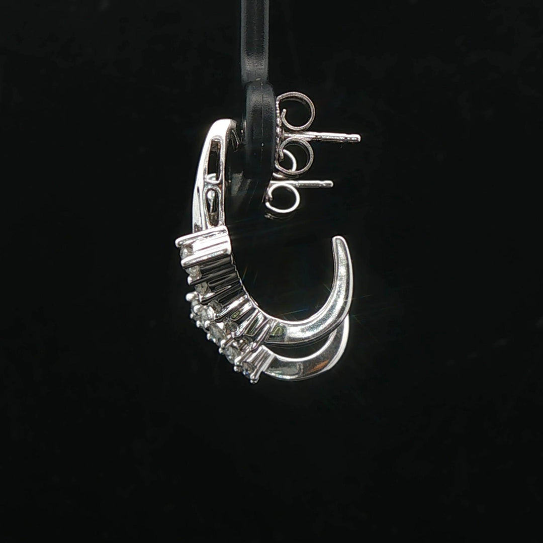 14k White Gold and 0.50cttw Diamond Huggie Earrings