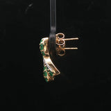 14k Yellow Gold Emerald and Diamond Ribbon Stud Earrings