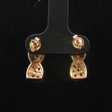 14k Yellow Gold Emerald and Diamond Ribbon Stud Earrings