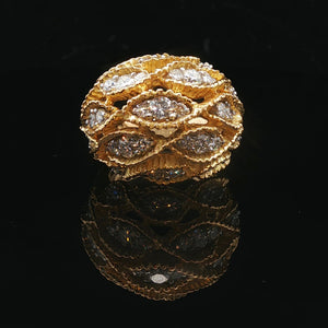 14k Yellow Gold and 2cttw Diamond 22g Heavy Bombe Ring Size 6.25