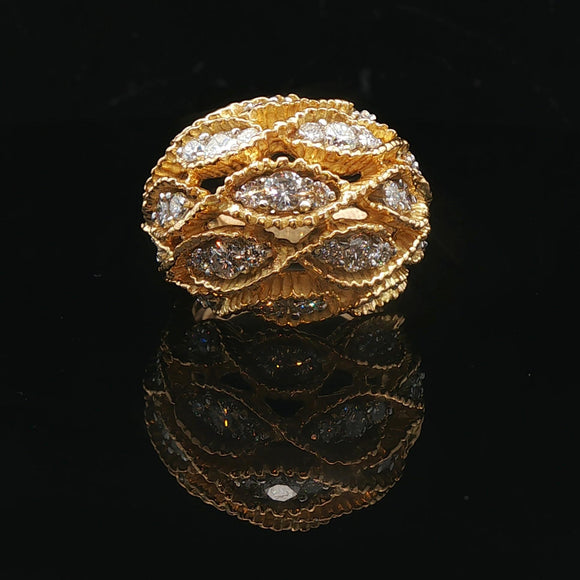 14k Yellow Gold and 2cttw Diamond 22g Heavy Bombe Ring Size 6.25