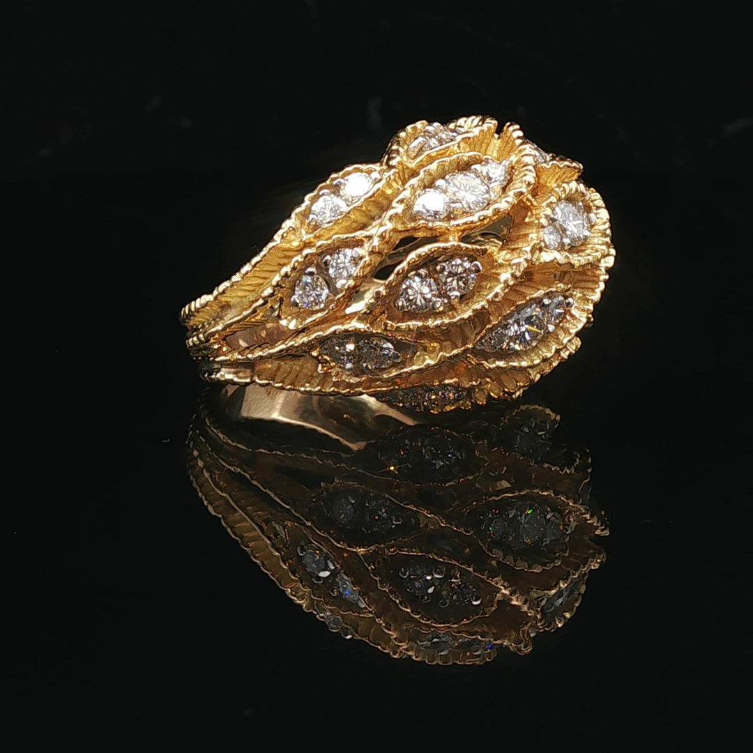 14k Yellow Gold and 2cttw Diamond 22g Heavy Bombe Ring Size 6.25