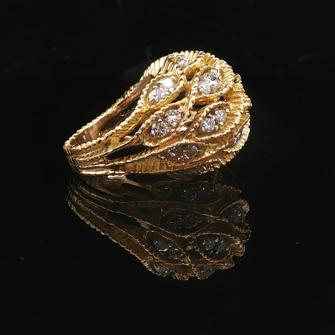 14k Yellow Gold and 2cttw Diamond 22g Heavy Bombe Ring Size 6.25