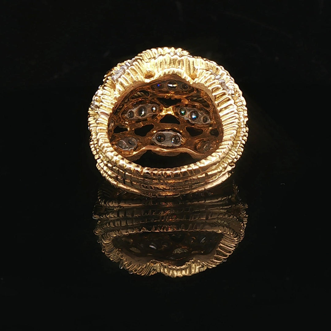 14k Yellow Gold and 2cttw Diamond 22g Heavy Bombe Ring Size 6.25