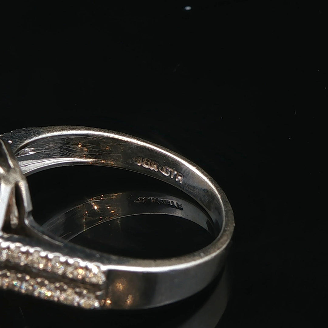 18k Two Tone Gold and 1.26cttw White and Yellow Diamond Halo Ring Size 6.5