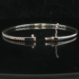 14k White Gold and Diamond 7.5g Bangle Bracelet 6.75"