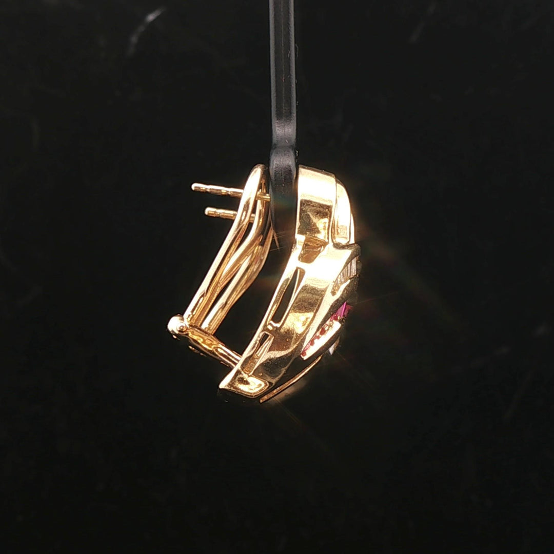 14k Yellow Gold Baguette Ruby and 2cttw Diamond Heavy Fancy Earrings
