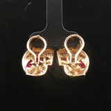 14k Yellow Gold Baguette Ruby and 2cttw Diamond Heavy Fancy Earrings