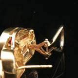 14k Yellow Gold Baguette Ruby and 2cttw Diamond Heavy Fancy Earrings