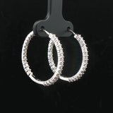 14k White Gold and 1cttw Diamond Inside Out Hoop Earrings 1"