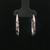 14k White Gold and 1cttw Diamond Inside Out Hoop Earrings 1"