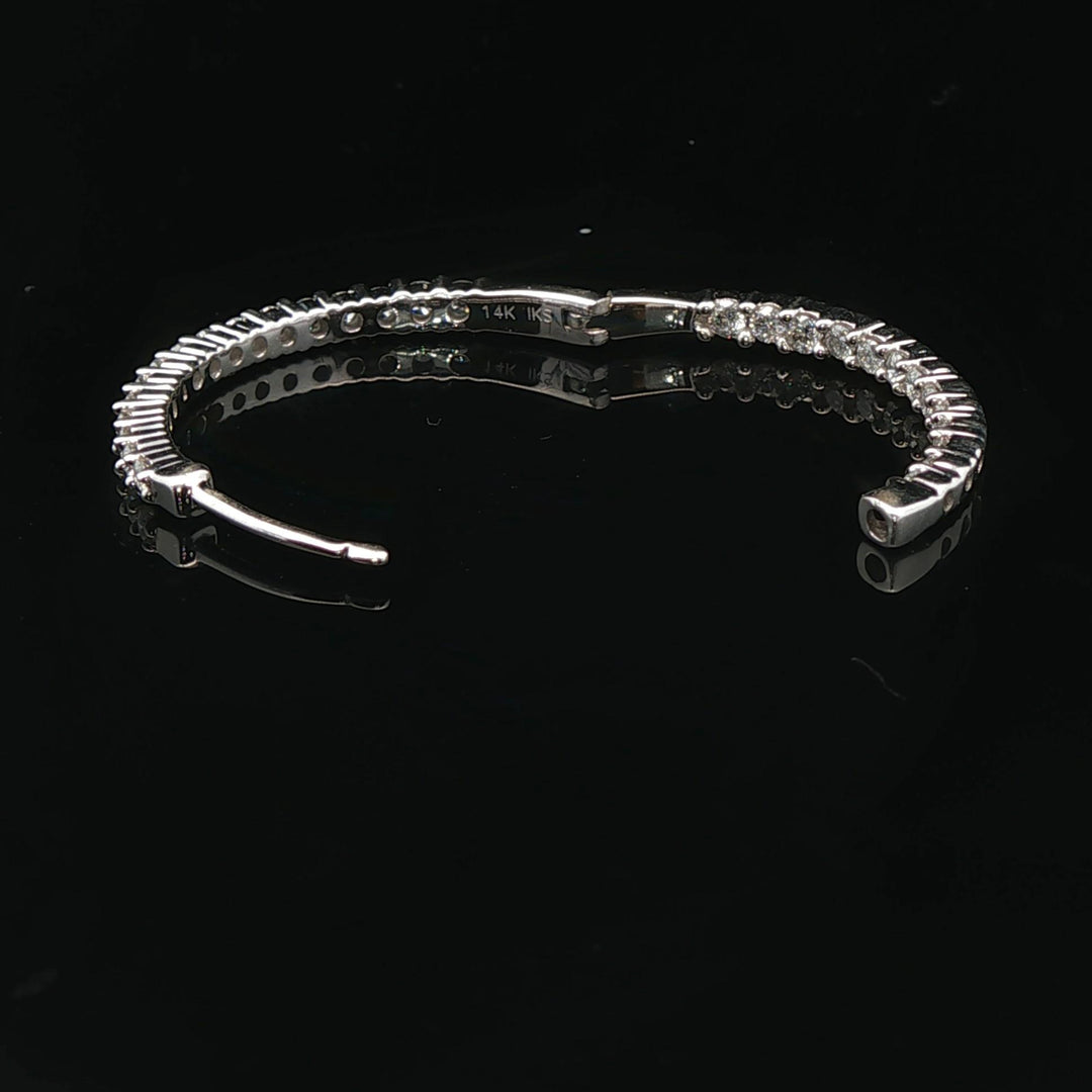 14k White Gold and 1cttw Diamond Inside Out Hoop Earrings 1"
