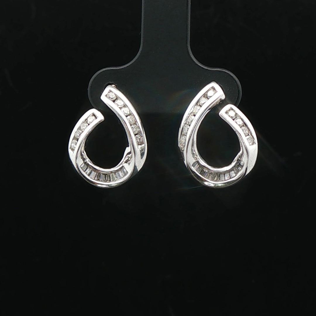 14k White Gold and 1cttw Diamond Open Loop Stud Earrings