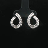 14k White Gold and 1cttw Diamond Open Loop Stud Earrings