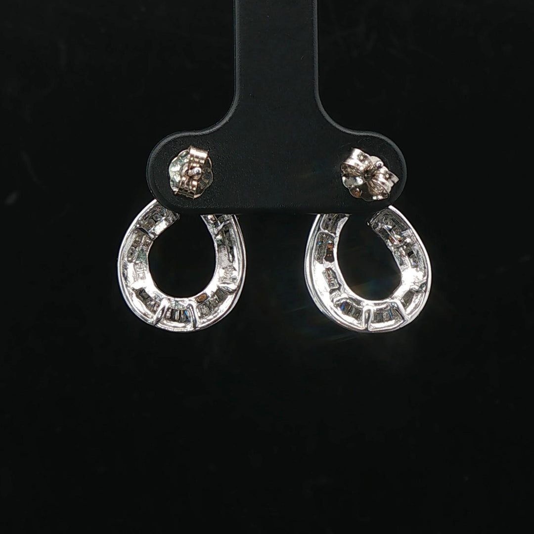 14k White Gold and 1cttw Diamond Open Loop Stud Earrings