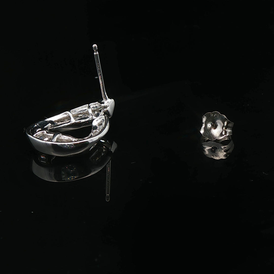 14k White Gold and 1cttw Diamond Open Loop Stud Earrings