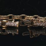 14k Yellow Gold and 2cttw Diamond Solid Bar Link Bracelet 7"