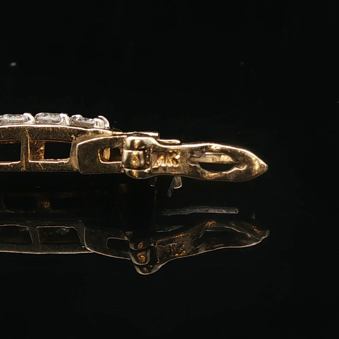 14k Yellow Gold and 2cttw Diamond Solid Bar Link Bracelet 7"