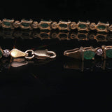 14k Yellow Gold Emerald and Diamond Ladies Link Bracelet 7"