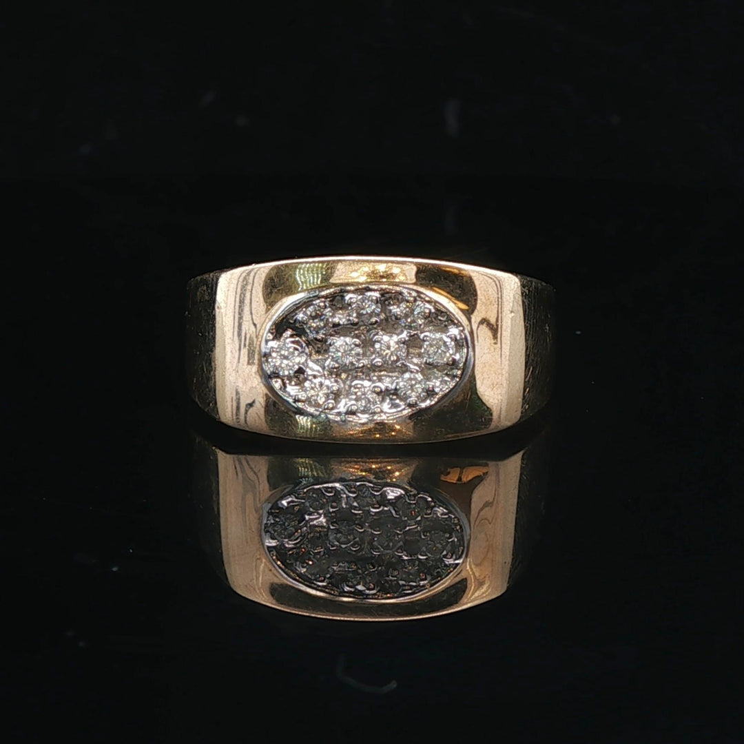 14k Yellow Gold and 0.25cttw Diamond Solid Men's Ring Size 9.5