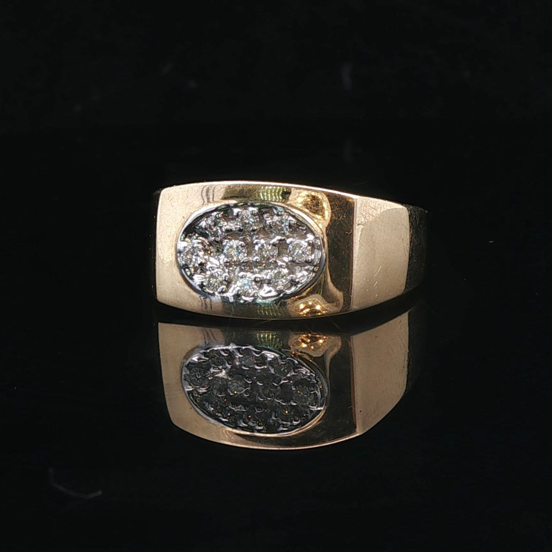 14k Yellow Gold and 0.25cttw Diamond Solid Men's Ring Size 9.5