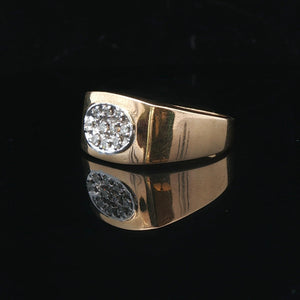 14k Yellow Gold and 0.25cttw Diamond Solid Men's Ring Size 9.5