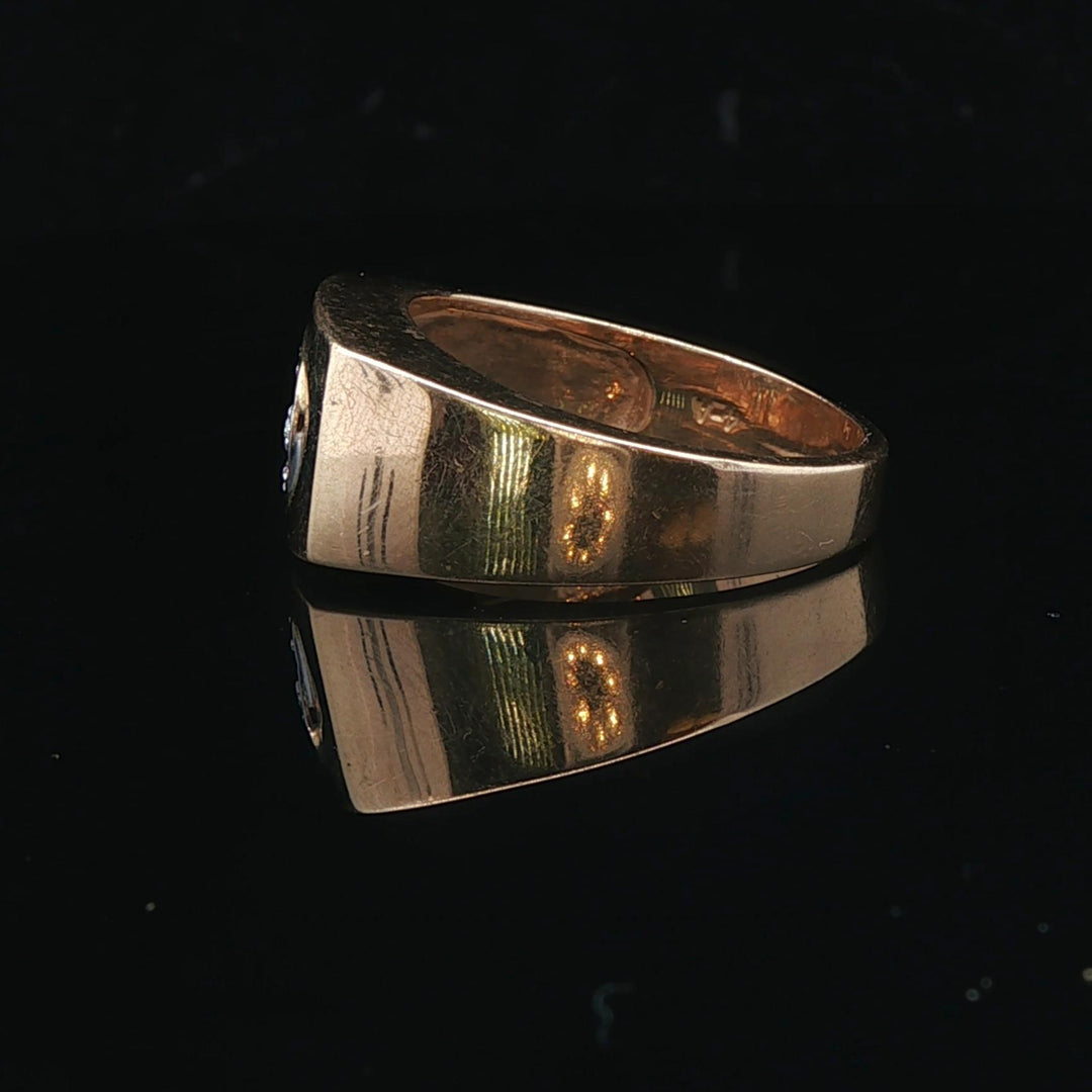14k Yellow Gold and 0.25cttw Diamond Solid Men's Ring Size 9.5