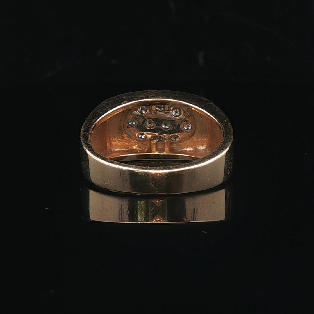 14k Yellow Gold and 0.25cttw Diamond Solid Men's Ring Size 9.5