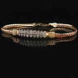 14k Yellow Gold and 1cttw Diamond Bar Flattened Curb Link Bracelet Italy 6.25"