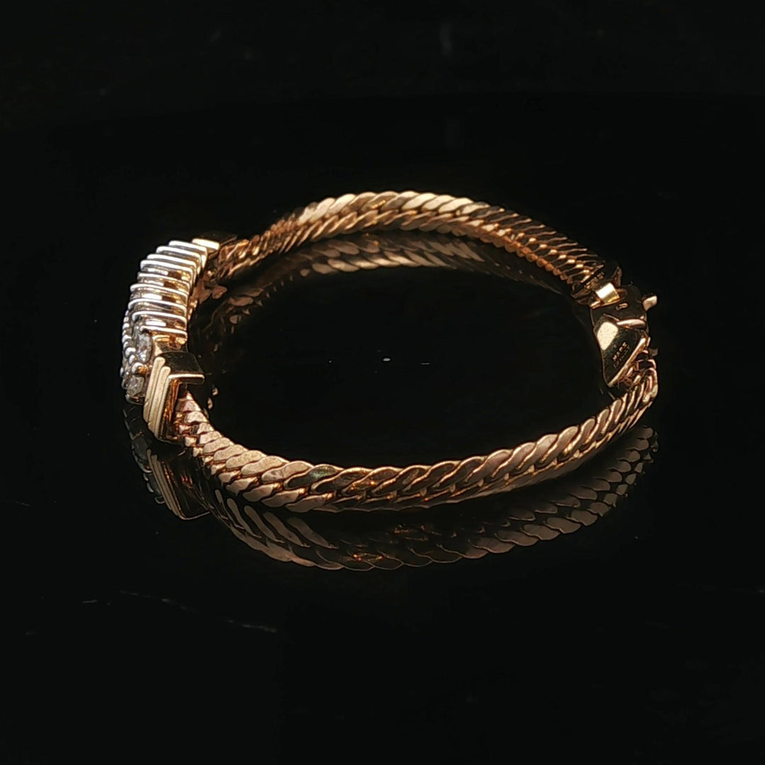 14k Yellow Gold and 1cttw Diamond Bar Flattened Curb Link Bracelet Italy 6.25"