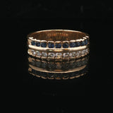 14k Yellow Gold Blue Sapphire and 0.50cttw Diamond Band Ring Size 9