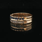 14k Yellow Gold Blue Sapphire and 0.50cttw Diamond Band Ring Size 9