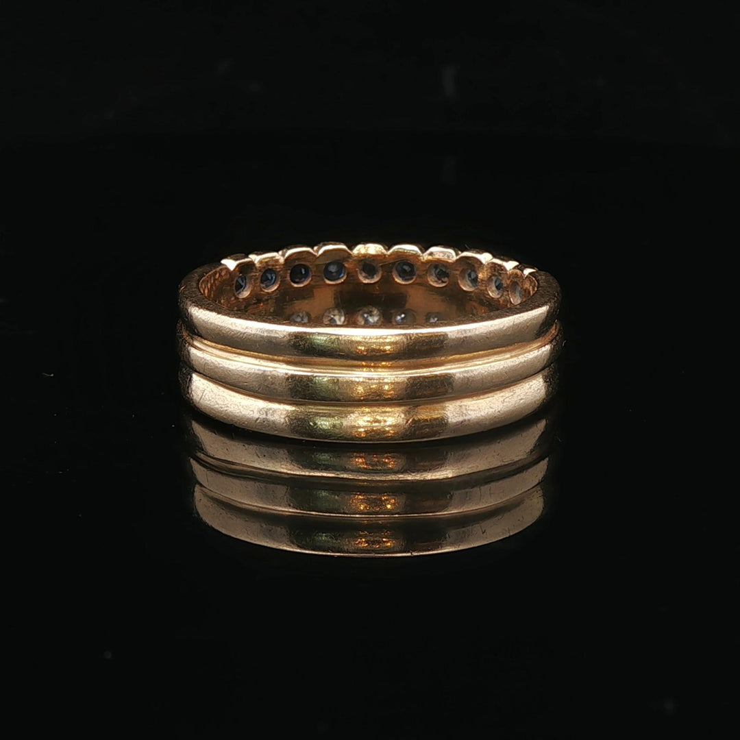14k Yellow Gold Blue Sapphire and 0.50cttw Diamond Band Ring Size 9