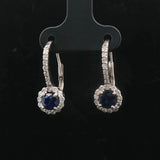 14k White Gold Blue Sapphire and 0.45cttw Vintage Lever Back Drop Earrings