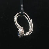 14k White Gold Blue Sapphire and 0.45cttw Vintage Lever Back Drop Earrings