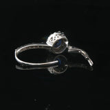 14k White Gold Blue Sapphire and 0.45cttw Vintage Lever Back Drop Earrings