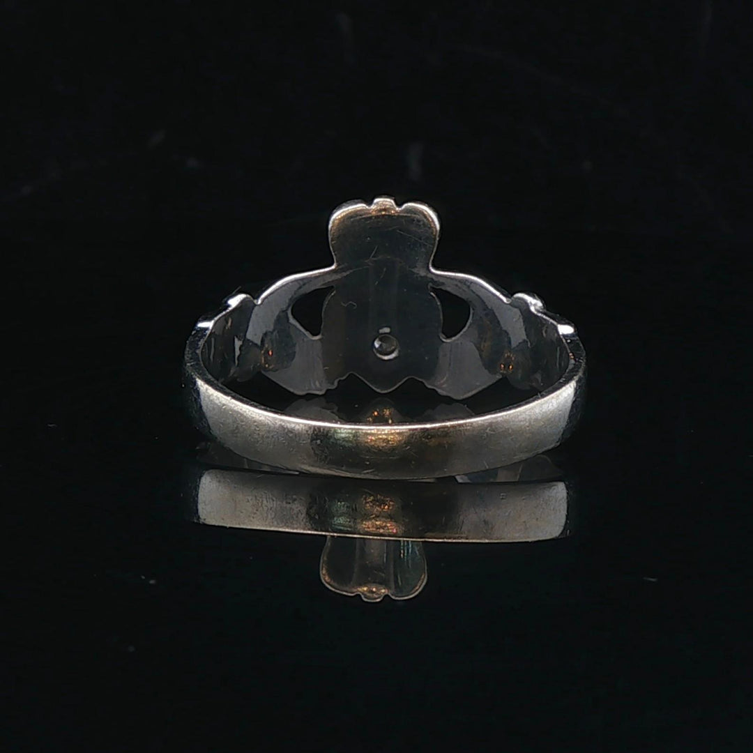 14k White Gold and Diamond 5.8g Claddagh Ring Size 12