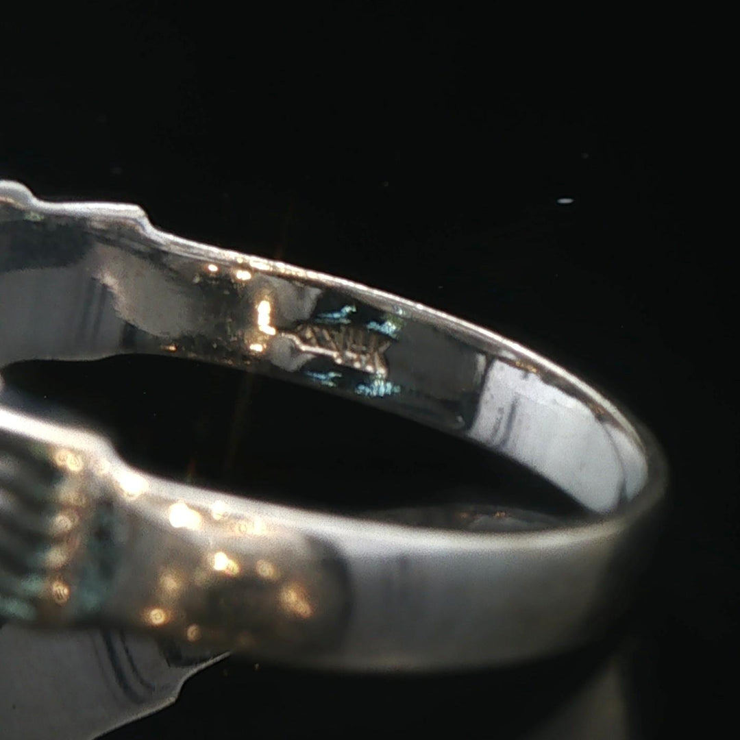 14k White Gold and Diamond 5.8g Claddagh Ring Size 12