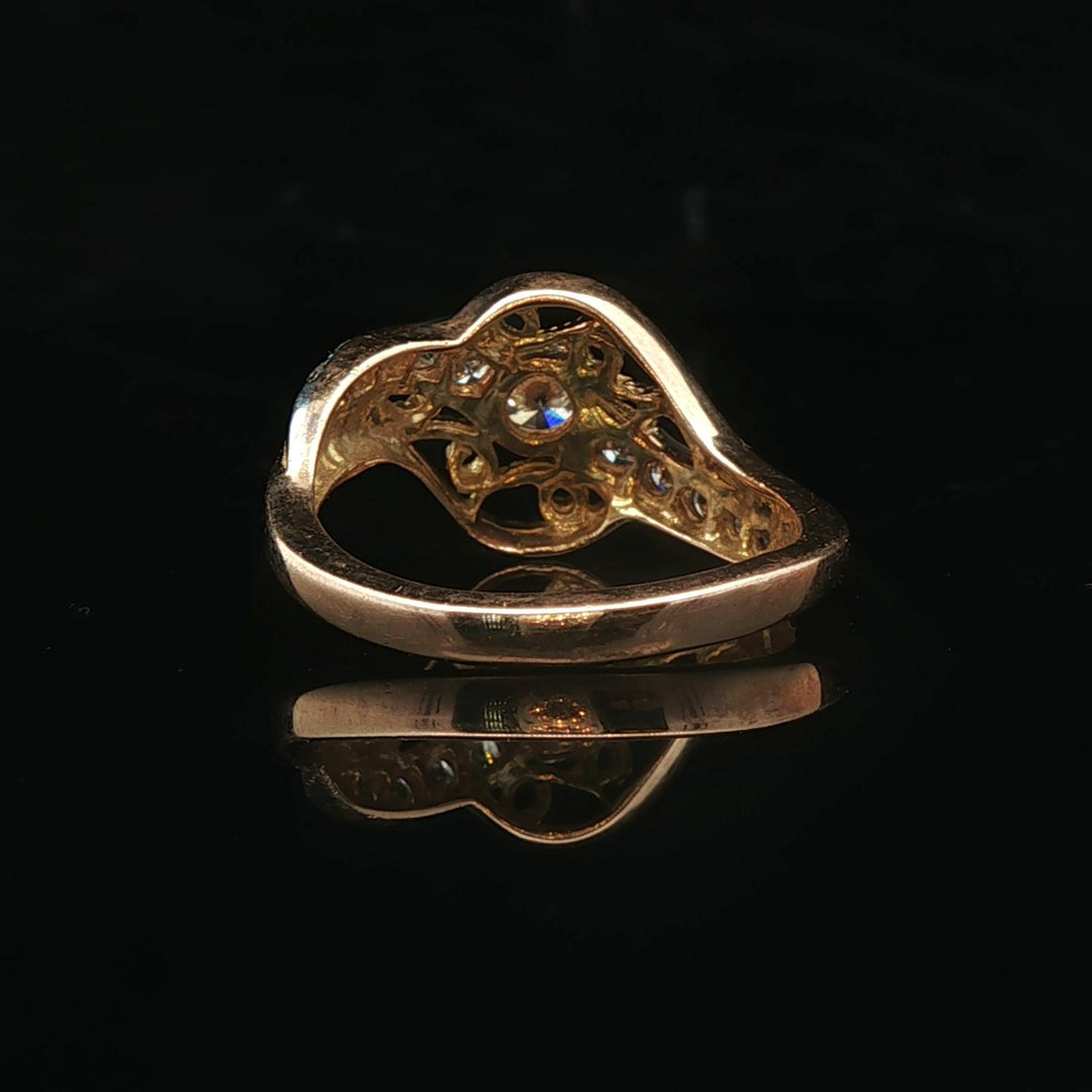 14k Yellow and White Gold 0.40cttw Diamond Vintage Ladies Ring Size 6