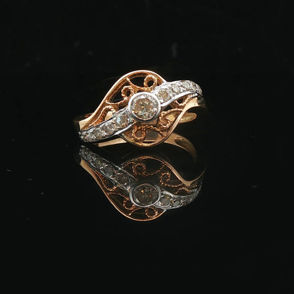 14k Yellow and White Gold 0.40cttw Diamond Vintage Ladies Ring Size 6