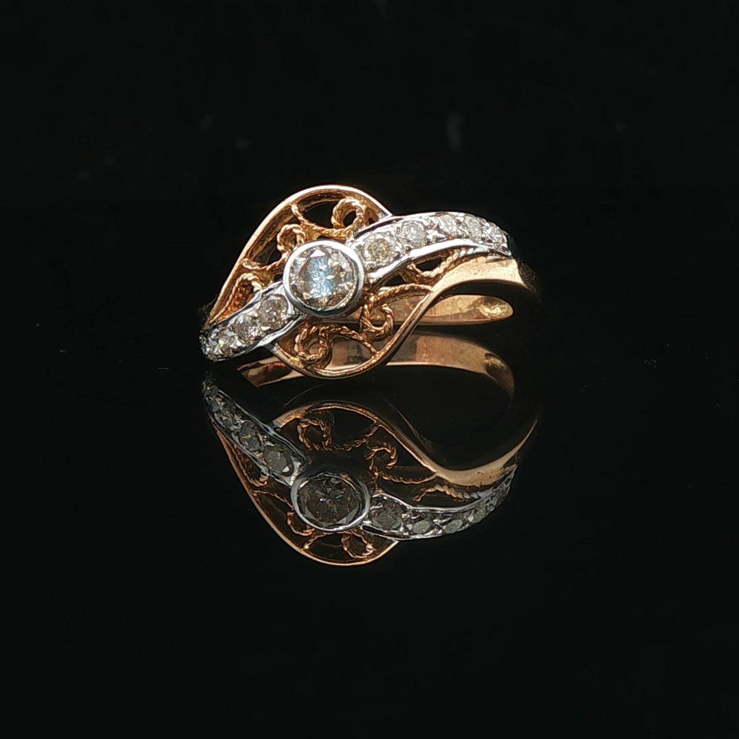14k Yellow and White Gold 0.40cttw Diamond Vintage Ladies Ring Size 6