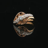 14k Yellow and White Gold 0.40cttw Diamond Vintage Ladies Ring Size 6