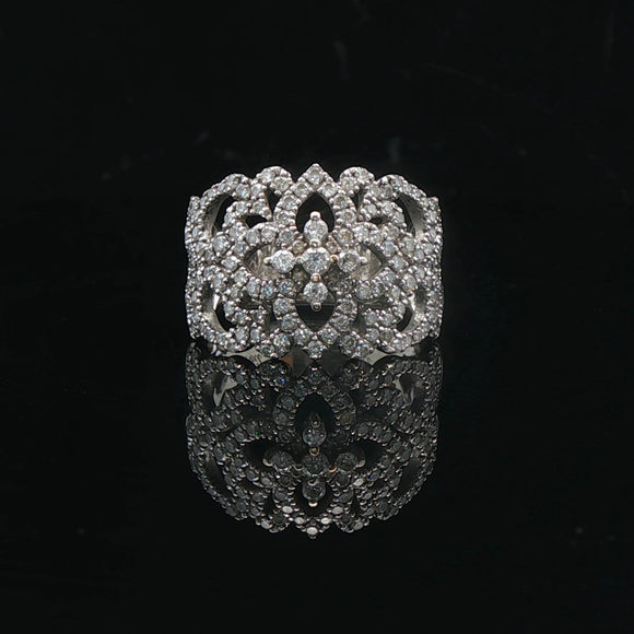 Neil Lane 14k White Gold and 1.75cttw Diamond Ladies Fancy Band Ring Size 6.5