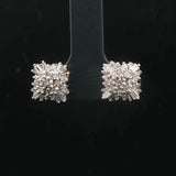 14k White and Yellow Gold 1cttw Diamond Vintage Square Cluster Stud Earrings