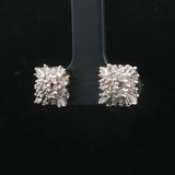 14k White and Yellow Gold 1cttw Diamond Vintage Square Cluster Stud Earrings