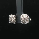 14k White and Yellow Gold 1cttw Diamond Vintage Square Cluster Stud Earrings