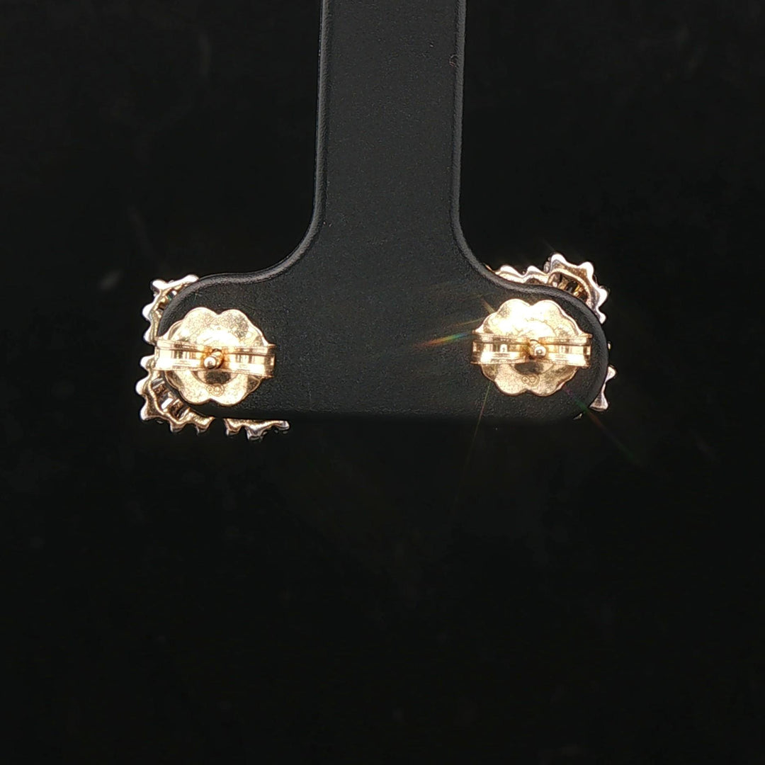 14k White and Yellow Gold 1cttw Diamond Vintage Square Cluster Stud Earrings