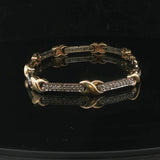 14k Yellow and White Gold 1cttw Diamond X Bar Link Bracelet 7.75"