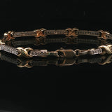 14k Yellow and White Gold 1cttw Diamond X Bar Link Bracelet 7.75"